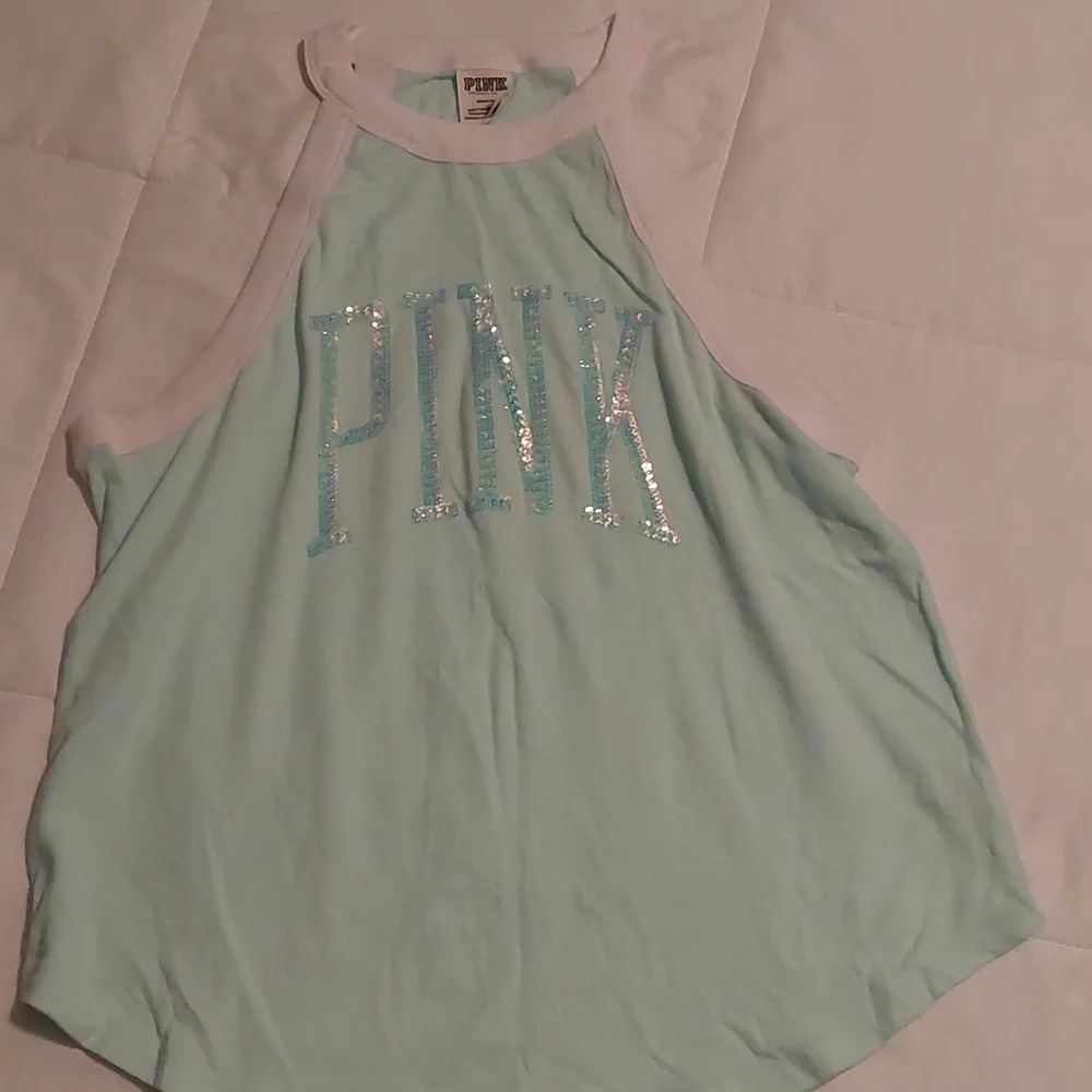 Victoria's Secret PINK Sequin Spell out muscle tank Medium